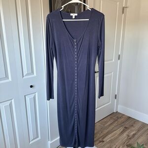 Navy Button-Down Dress
